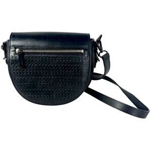 Rebecca Minkoff  Astor Perforated Black Leather Saddle Bag Crossbody Adjustable